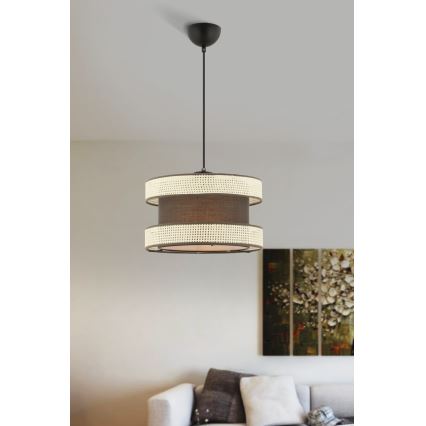 Lustr na lanku HALO 1xE27/60W/230V hnědá/krémová