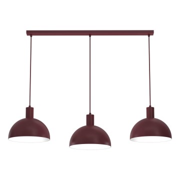 Lustr na lanku HANDA 3xE27/15W/230V burgundy