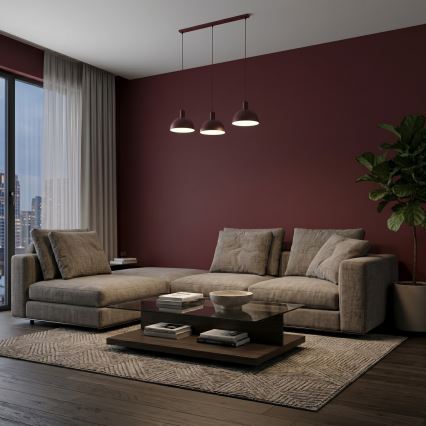 Lustr na lanku HANDA 3xE27/15W/230V burgundy