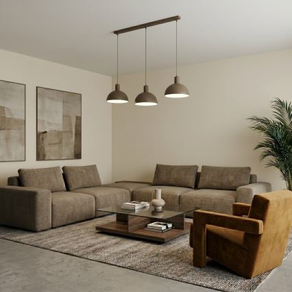 Lustr na lanku HANDA 3xE27/15W/230V hnědá