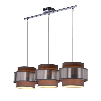 Lustr na lanku HARE 3xE27/60W/230V šedá/matný chrom