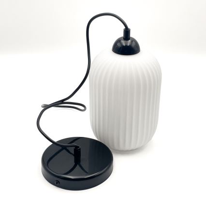 Lustr na lanku HARMA 1xE27/15W/230V pr. 14 cm bílá/černá