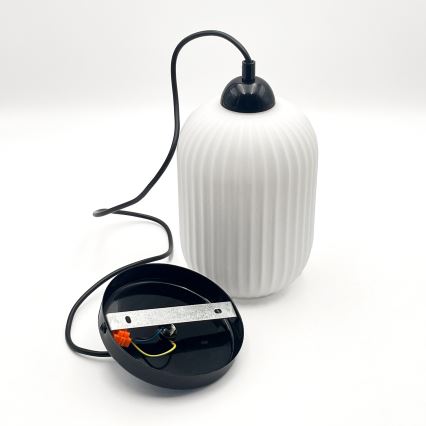 Lustr na lanku HARMA 1xE27/15W/230V pr. 14 cm bílá/černá
