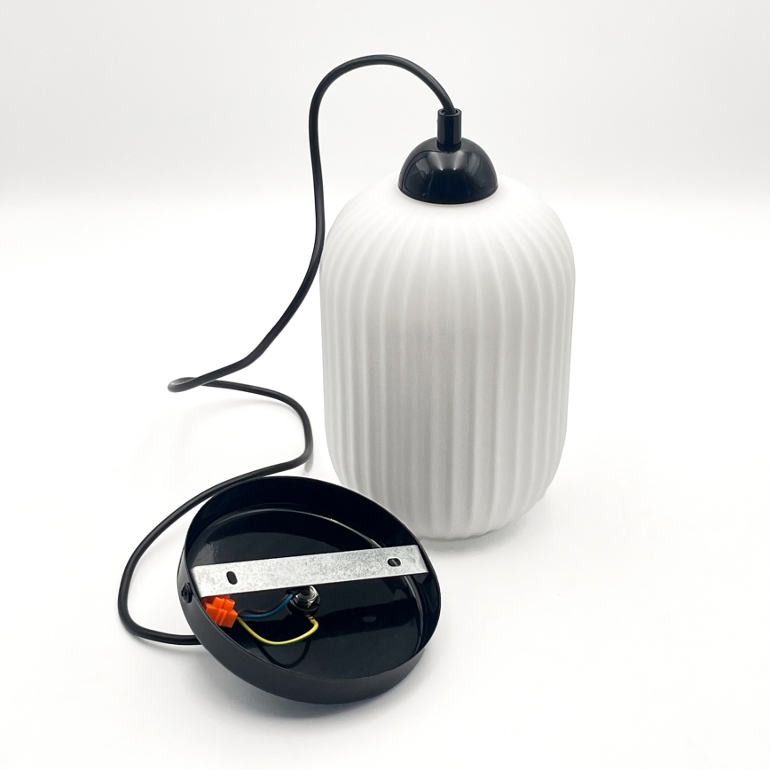 Lustr na lanku HARMA 1xE27/15W/230V pr. 14 cm bílá/černá