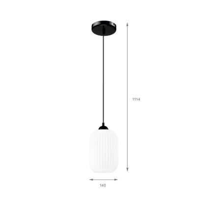 Lustr na lanku HARMA 1xE27/15W/230V pr. 14 cm bílá/černá