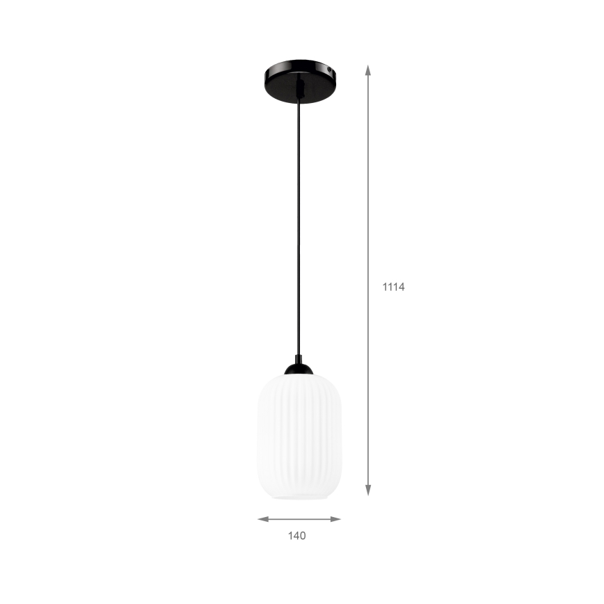Lustr na lanku HARMA 1xE27/15W/230V pr. 14 cm bílá/černá