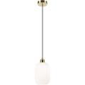 Lustr na lanku HARMA 1xE27/15W/230V pr. 14 cm bílá/zlatá