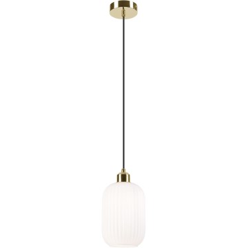 Lustr na lanku HARMA 1xE27/15W/230V pr. 14 cm bílá/zlatá