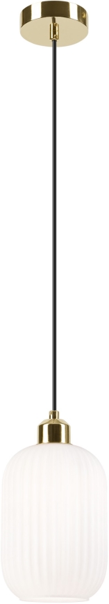 Lustr na lanku HARMA 1xE27/15W/230V pr. 14 cm bílá/zlatá