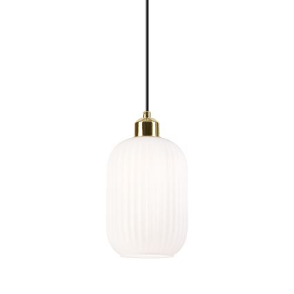Lustr na lanku HARMA 1xE27/15W/230V pr. 14 cm bílá/zlatá