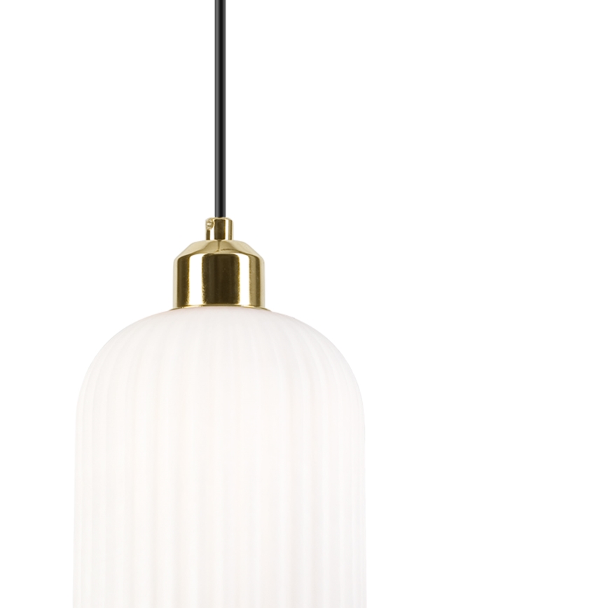 Lustr na lanku HARMA 1xE27/15W/230V pr. 14 cm bílá/zlatá