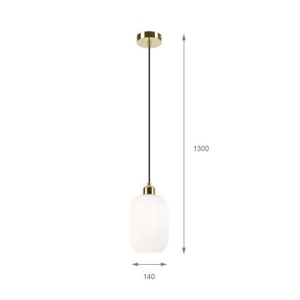 Lustr na lanku HARMA 1xE27/15W/230V pr. 14 cm bílá/zlatá