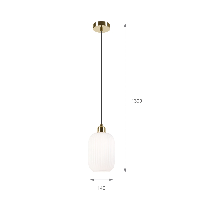Lustr na lanku HARMA 1xE27/15W/230V pr. 14 cm bílá/zlatá
