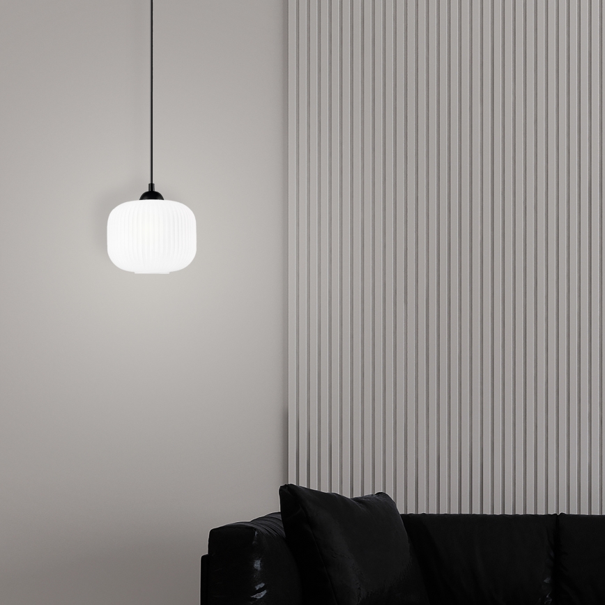 Lustr na lanku HARMA 1xE27/15W/230V pr. 20 cm bílá/černá