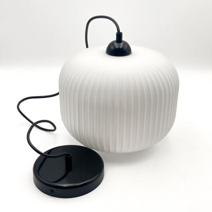 Lustr na lanku HARMA 1xE27/15W/230V pr. 20 cm bílá/černá