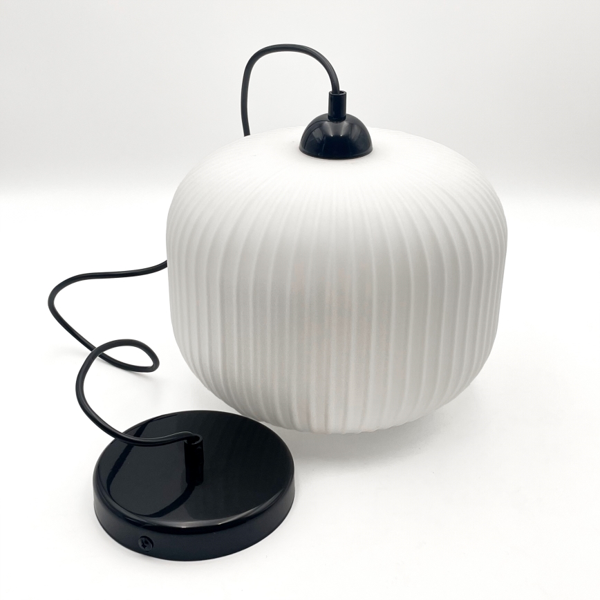 Lustr na lanku HARMA 1xE27/15W/230V pr. 20 cm bílá/černá