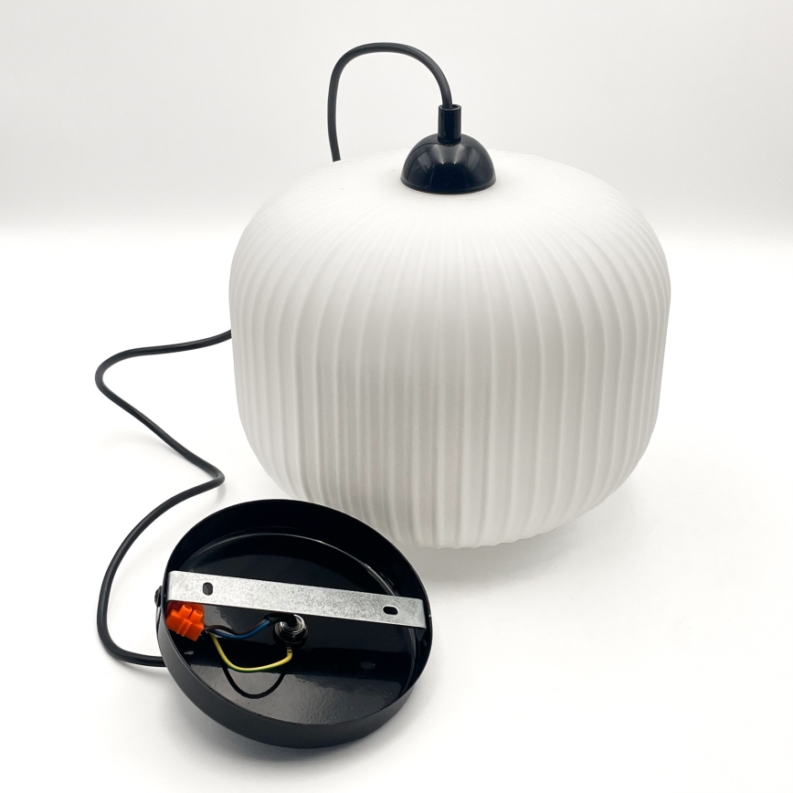 Lustr na lanku HARMA 1xE27/15W/230V pr. 20 cm bílá/černá