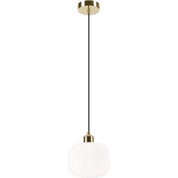 Lustr na lanku HARMA 1xE27/15W/230V pr. 20 cm bílá/zlatá