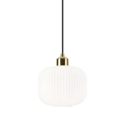 Lustr na lanku HARMA 1xE27/15W/230V pr. 20 cm bílá/zlatá