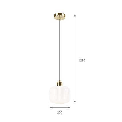 Lustr na lanku HARMA 1xE27/15W/230V pr. 20 cm bílá/zlatá
