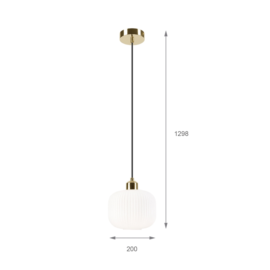 Lustr na lanku HARMA 1xE27/15W/230V pr. 20 cm bílá/zlatá