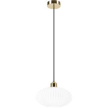 Lustr na lanku HARMA 1xE27/15W/230V pr. 25 cm bílá/zlatá