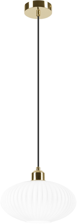 Lustr na lanku HARMA 1xE27/15W/230V pr. 25 cm bílá/zlatá