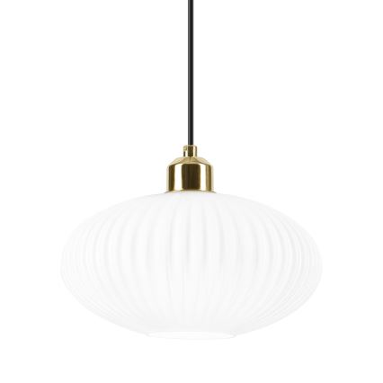 Lustr na lanku HARMA 1xE27/15W/230V pr. 25 cm bílá/zlatá