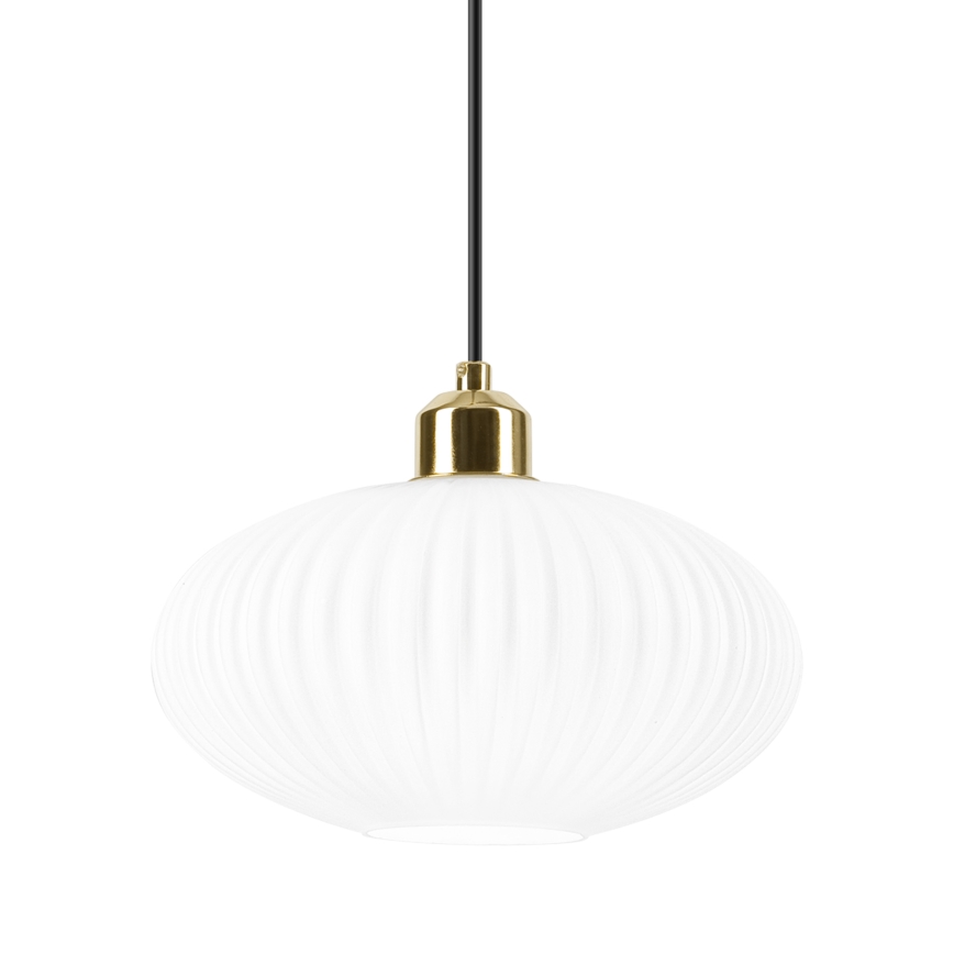 Lustr na lanku HARMA 1xE27/15W/230V pr. 25 cm bílá/zlatá
