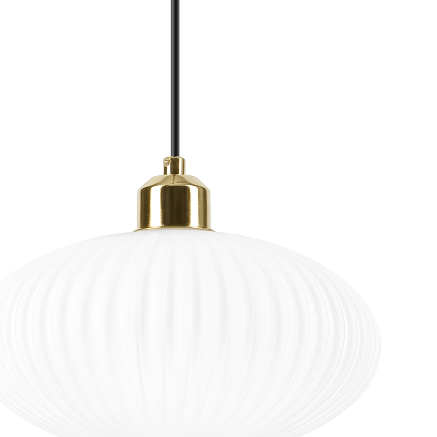 Lustr na lanku HARMA 1xE27/15W/230V pr. 25 cm bílá/zlatá