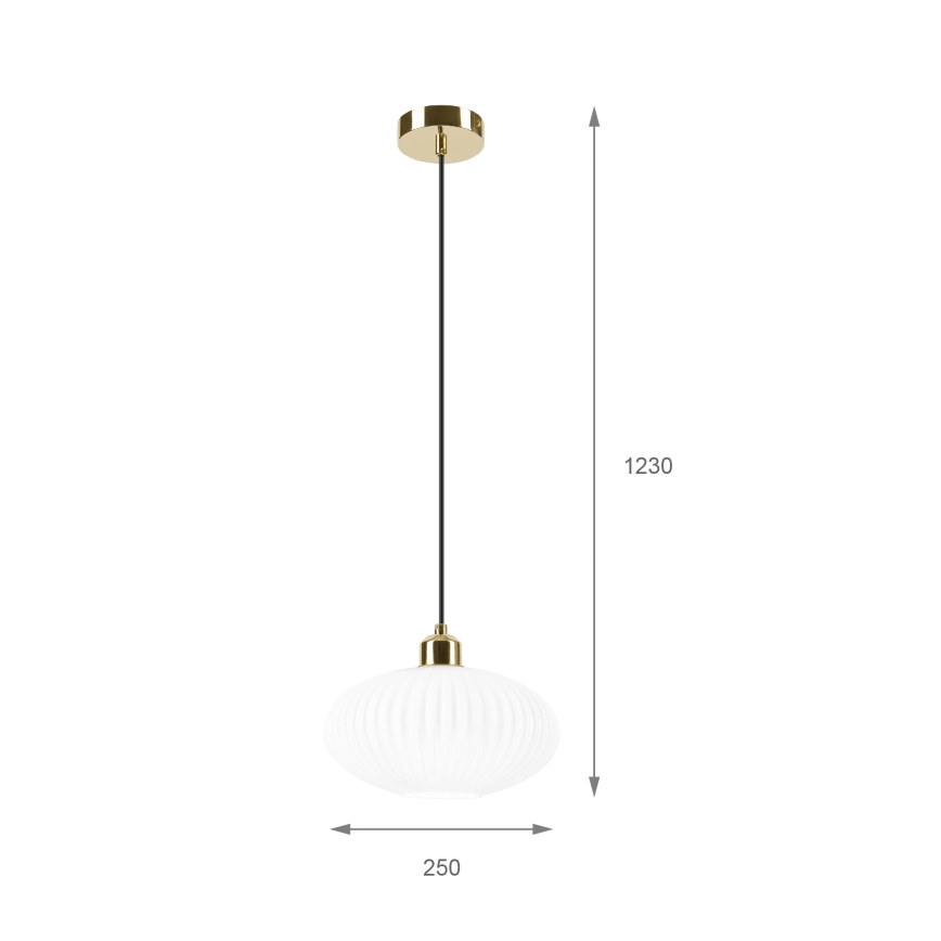Lustr na lanku HARMA 1xE27/15W/230V pr. 25 cm bílá/zlatá