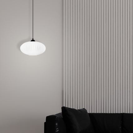Lustr na lanku HARMA 1xE27/15W/230V pr. 30 cm bílá/černá