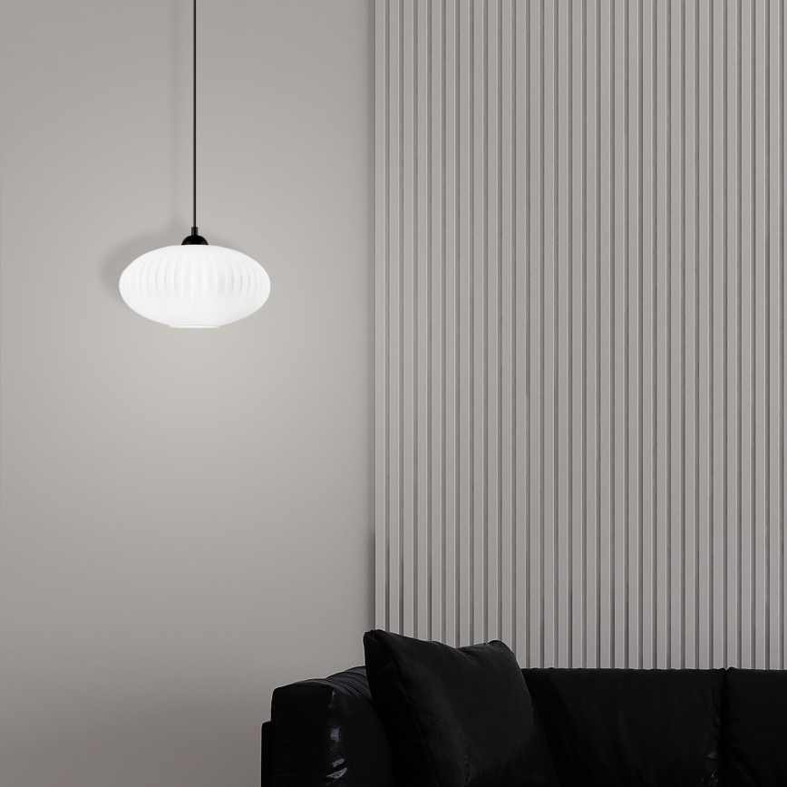 Lustr na lanku HARMA 1xE27/15W/230V pr. 30 cm bílá/černá