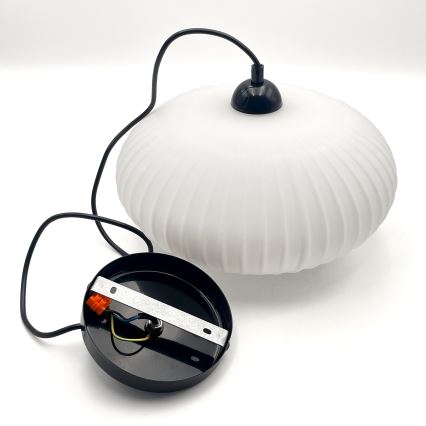 Lustr na lanku HARMA 1xE27/15W/230V pr. 30 cm bílá/černá