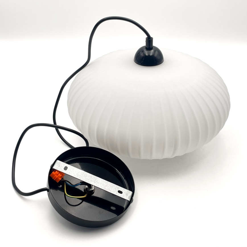 Lustr na lanku HARMA 1xE27/15W/230V pr. 30 cm bílá/černá