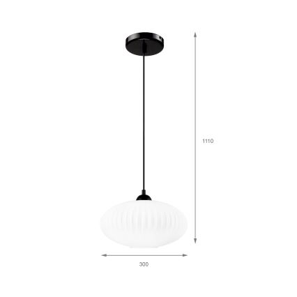 Lustr na lanku HARMA 1xE27/15W/230V pr. 30 cm bílá/černá