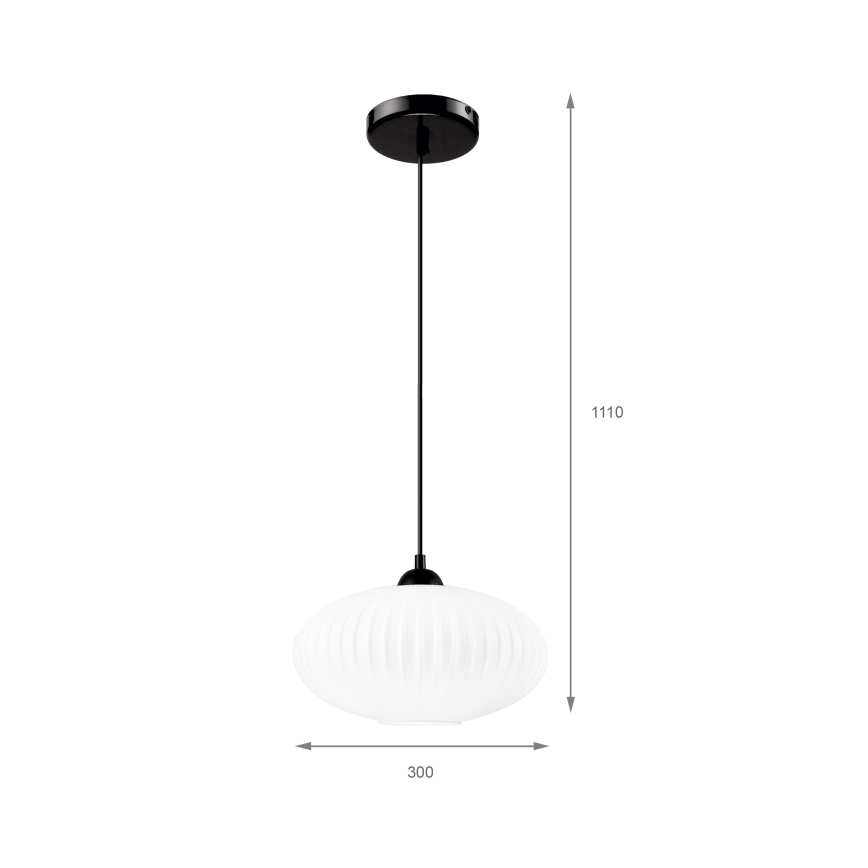 Lustr na lanku HARMA 1xE27/15W/230V pr. 30 cm bílá/černá