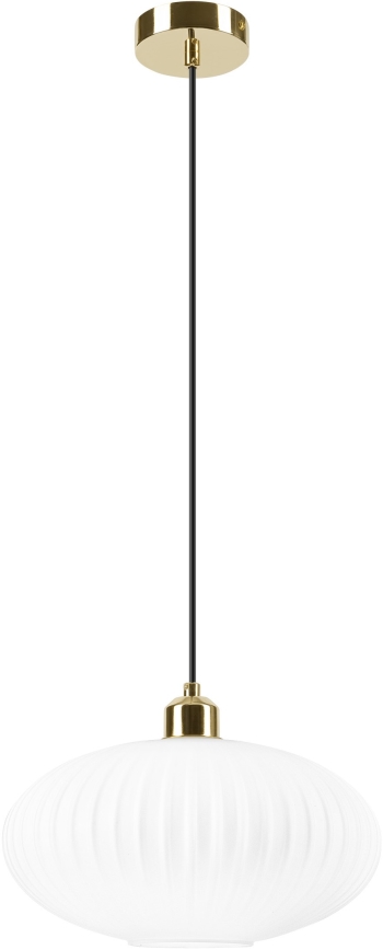Lustr na lanku HARMA 1xE27/15W/230V pr. 30 cm bílá/zlatá