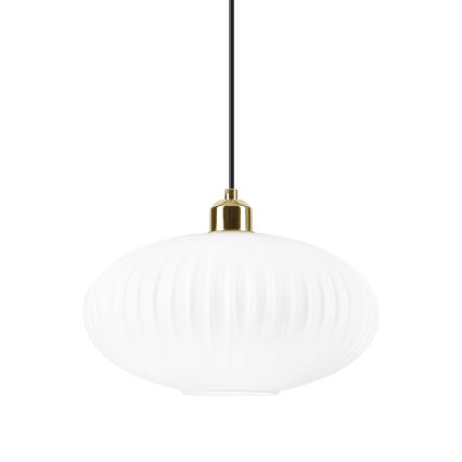 Lustr na lanku HARMA 1xE27/15W/230V pr. 30 cm bílá/zlatá