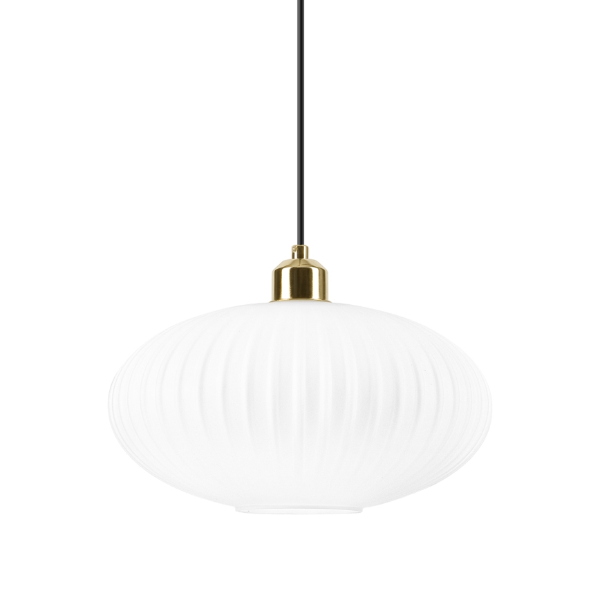 Lustr na lanku HARMA 1xE27/15W/230V pr. 30 cm bílá/zlatá