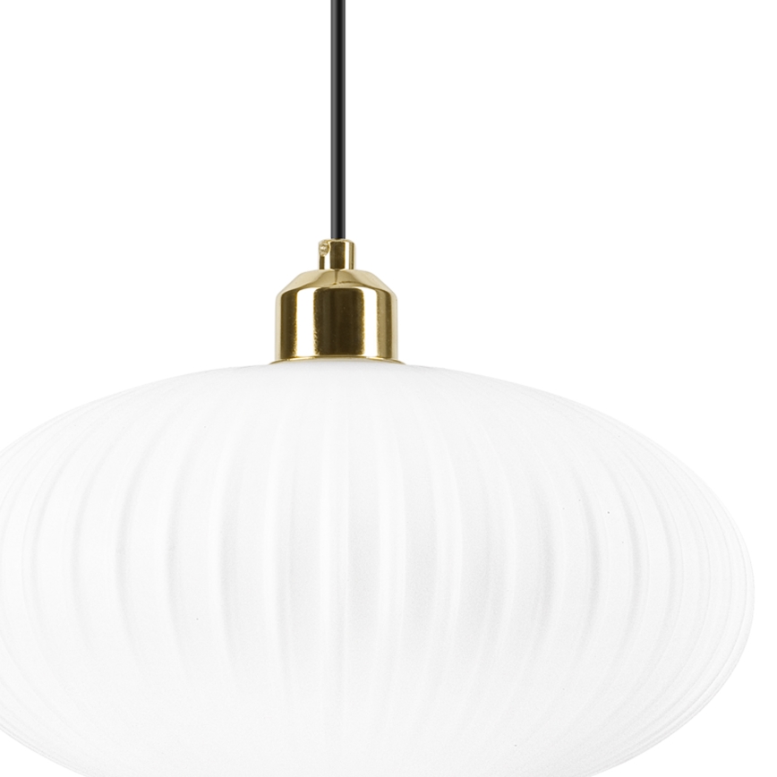 Lustr na lanku HARMA 1xE27/15W/230V pr. 30 cm bílá/zlatá