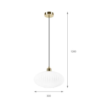 Lustr na lanku HARMA 1xE27/15W/230V pr. 30 cm bílá/zlatá