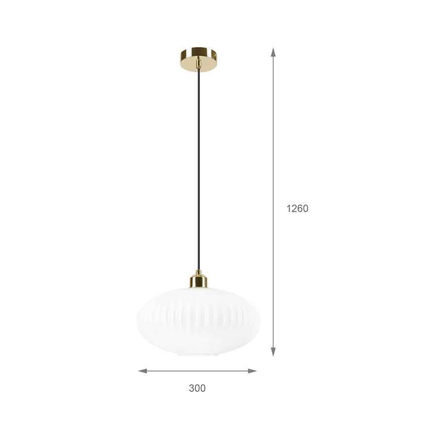 Lustr na lanku HARMA 1xE27/15W/230V pr. 30 cm bílá/zlatá