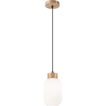 Lustr na lanku HARMONY 1xE27/15W/230V pr. 14 cm bílá/dub