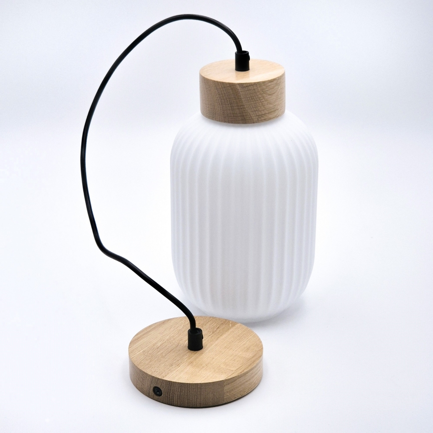 Lustr na lanku HARMONY 1xE27/15W/230V pr. 14 cm bílá/dub