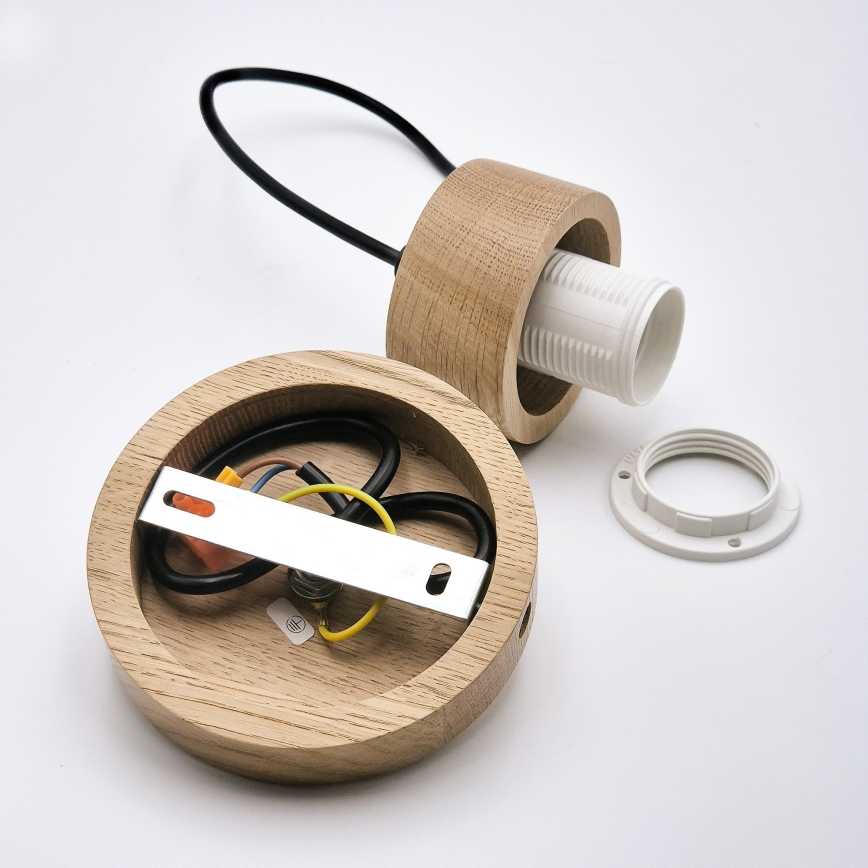 Lustr na lanku HARMONY 1xE27/15W/230V pr. 14 cm bílá/dub
