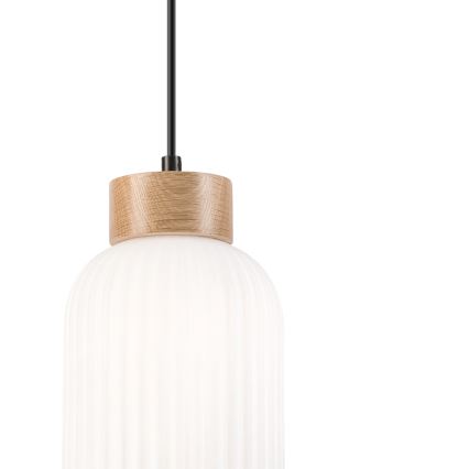 Lustr na lanku HARMONY 1xE27/15W/230V pr. 14 cm bílá/dub