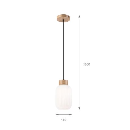 Lustr na lanku HARMONY 1xE27/15W/230V pr. 14 cm bílá/dub