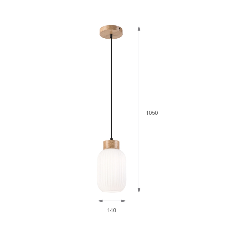 Lustr na lanku HARMONY 1xE27/15W/230V pr. 14 cm bílá/dub