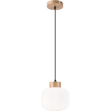 Lustr na lanku HARMONY 1xE27/15W/230V pr. 20 cm bílá/dub